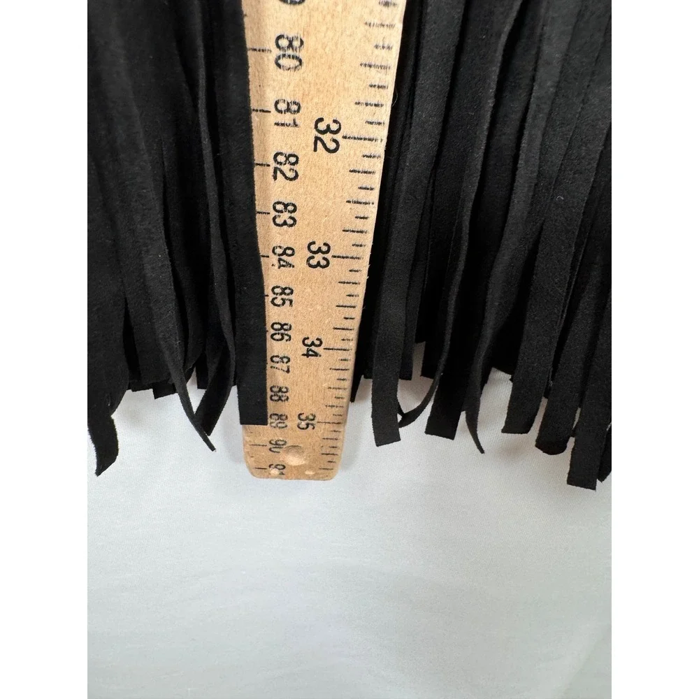 Avec Les Filles Fringe‎ Dress sz 8 Black Faux Suede Tiered western coachella